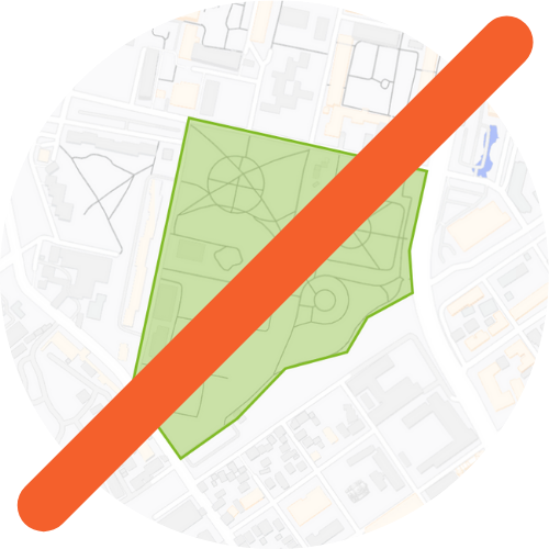 Don't park in green or pedestrian areas